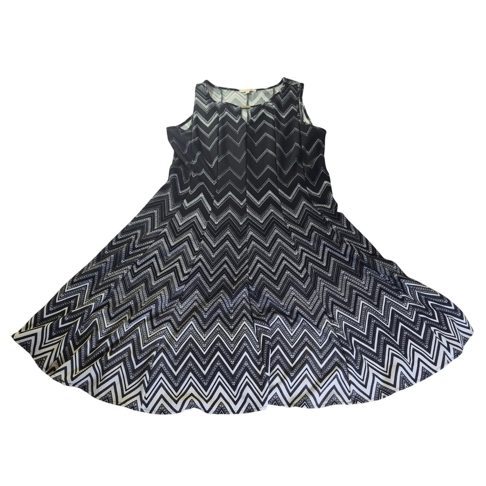 Haani Woman Chevron Zig Zag Dress ORFW16460-2 Womens 2X Black White‎ Fit Flare